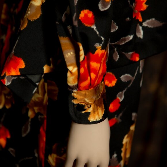 1970s vintage pant suit floral palazzo pants set floral satin 3 piece set - Picture 11 of 12